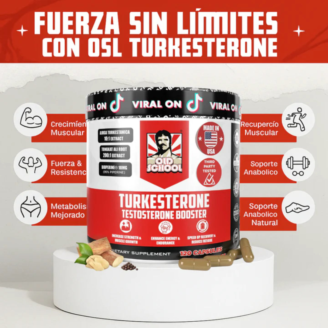 Suplemento de Turkesterona Old School - Potenciador de testosterona - 120 cps