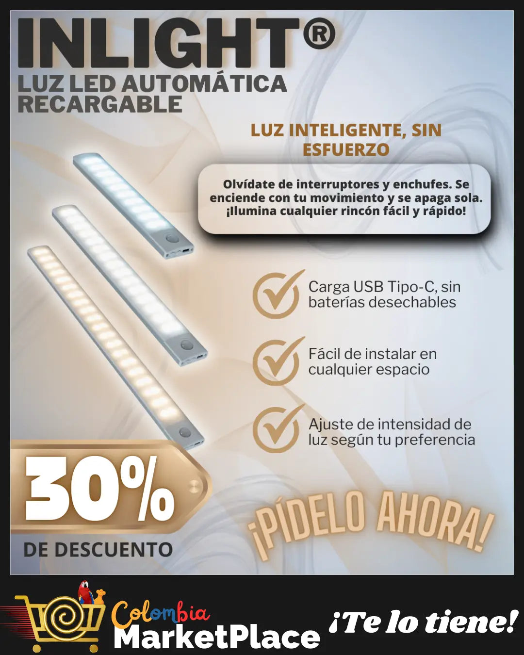 InLight | Luz Led Automática Recargable