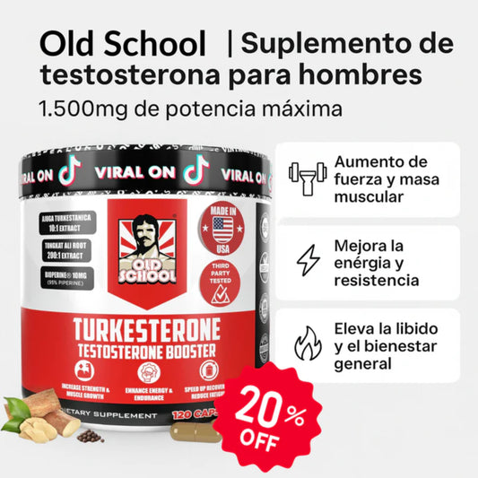 Suplemento de Turkesterona Old School - Potenciador de testosterona - 120 cps
